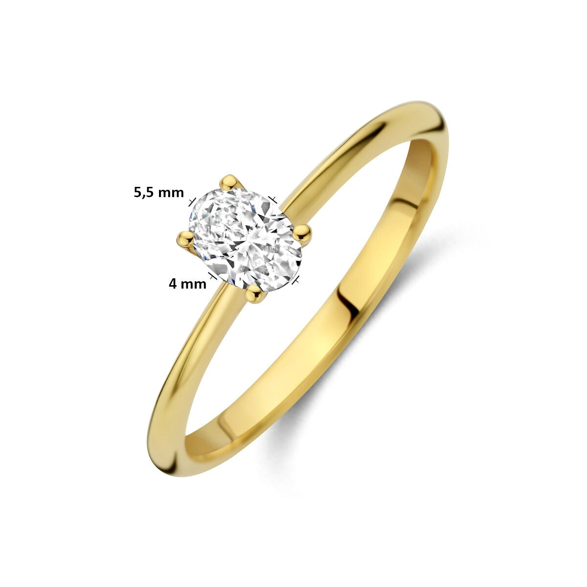 Anillo de oro amarillo de 14k con diamante cultivado en laboratorio - ovalado 0.30ct