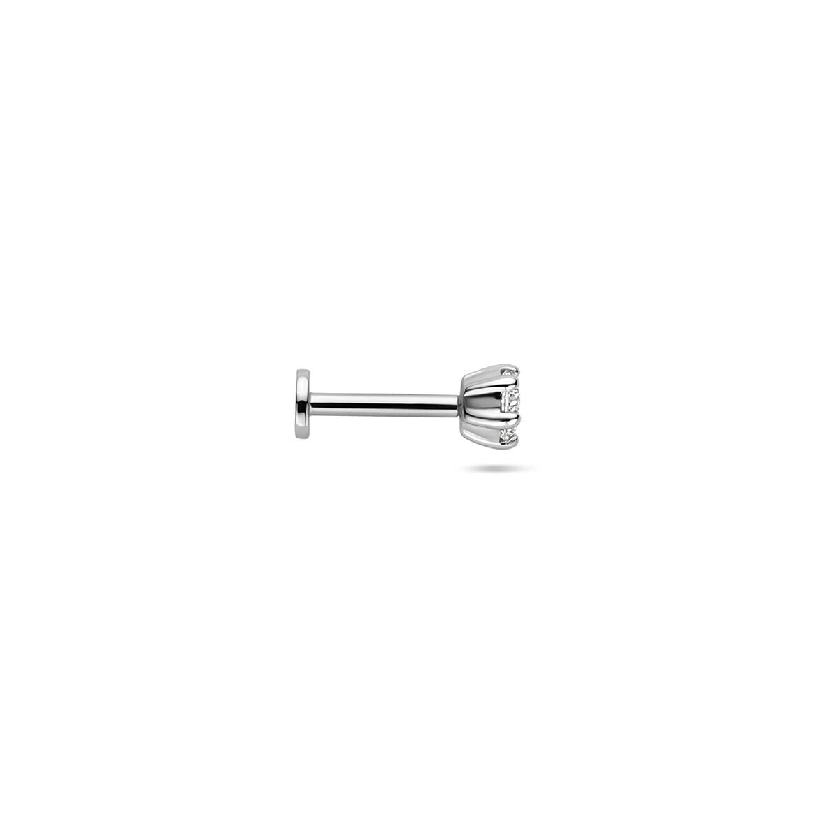 Piercing de plata rhodium con circonita 3,5 mm