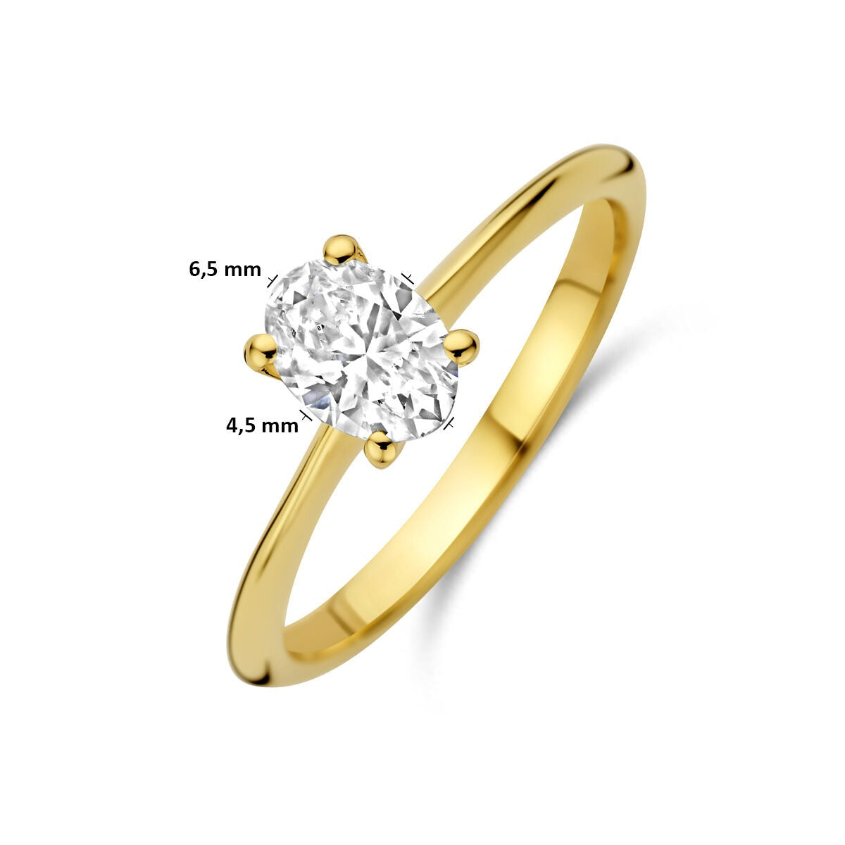 Anillo de oro amarillo de 14k con diamante cultivado en laboratorio - talla ovalada 0.50ct