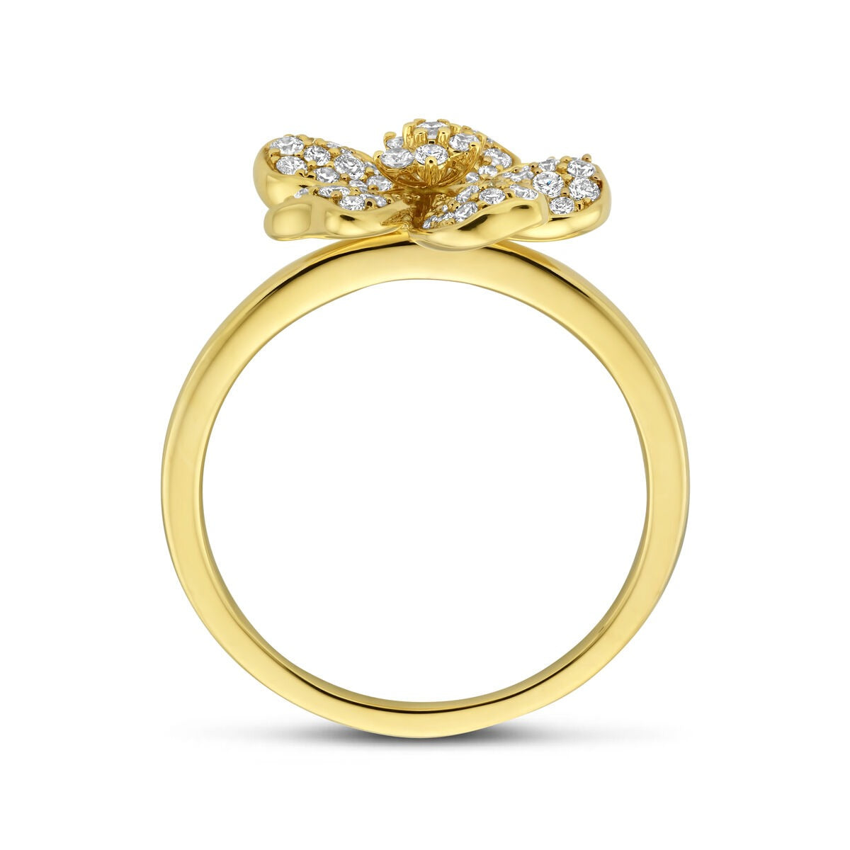 Anillo de mujer en oro con flor y diamante – 14k oro amarillo
