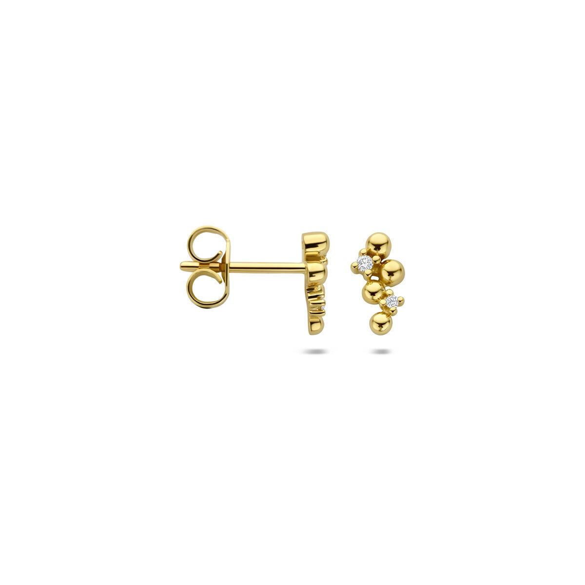 Pendientes de botón de oro con diamante – 14k oro amarillo