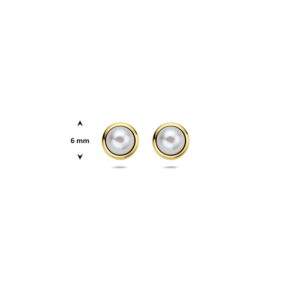 Pendientes de botón de oro amarillo con perla de agua dulce