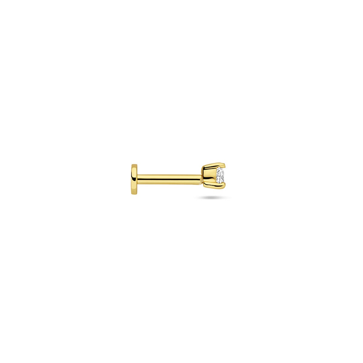 Piercing plano chapado en oro con corazón de plata con circonitas – plata 925