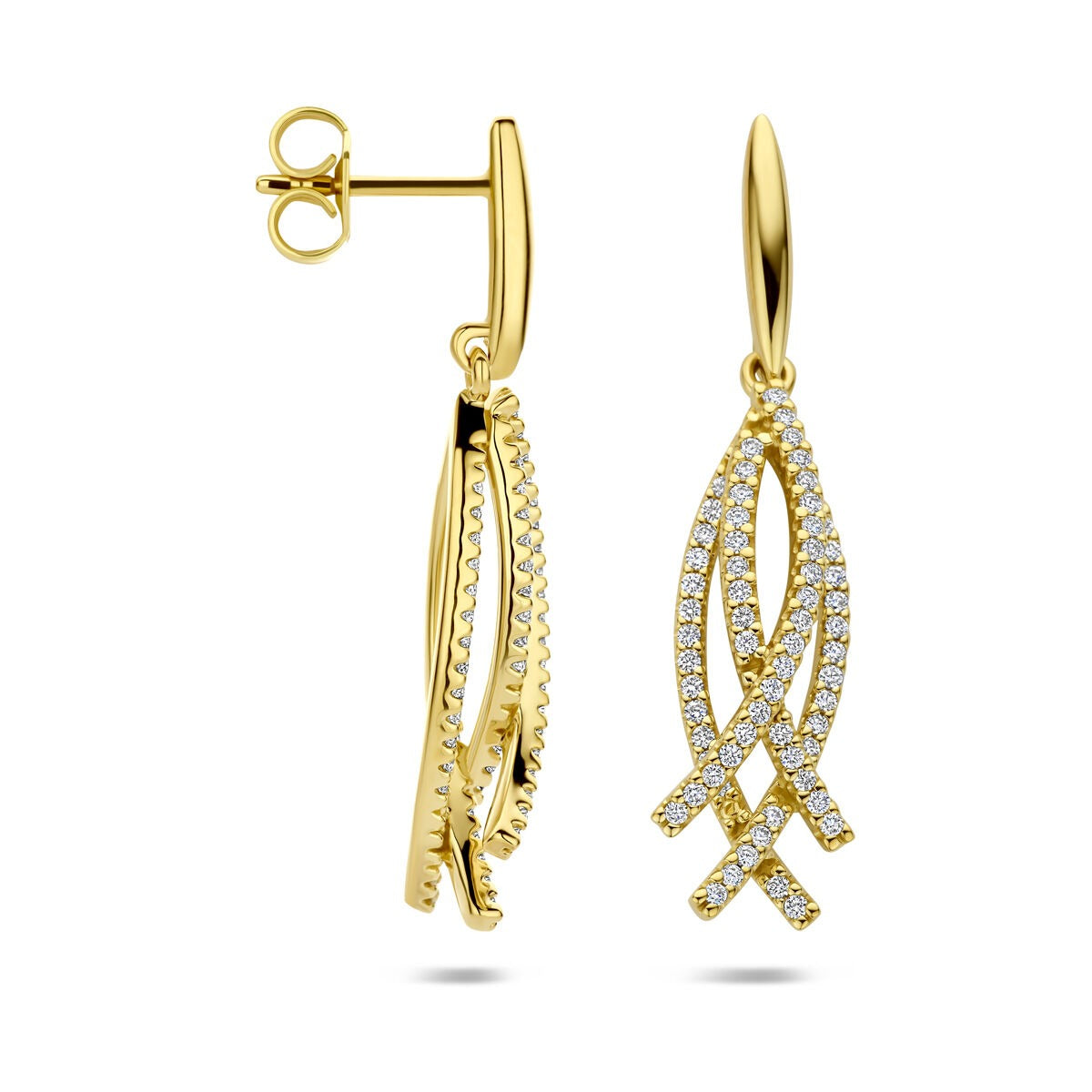 Aros de oro amarillo de 14k con diamante