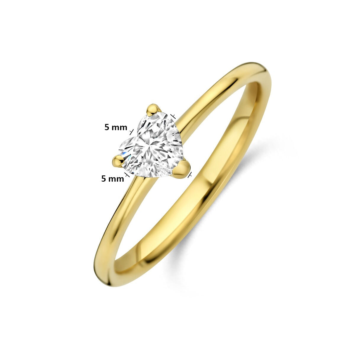Anillo de oro amarillo de 14k con diamante lab grown en forma de corazón 0.30ct