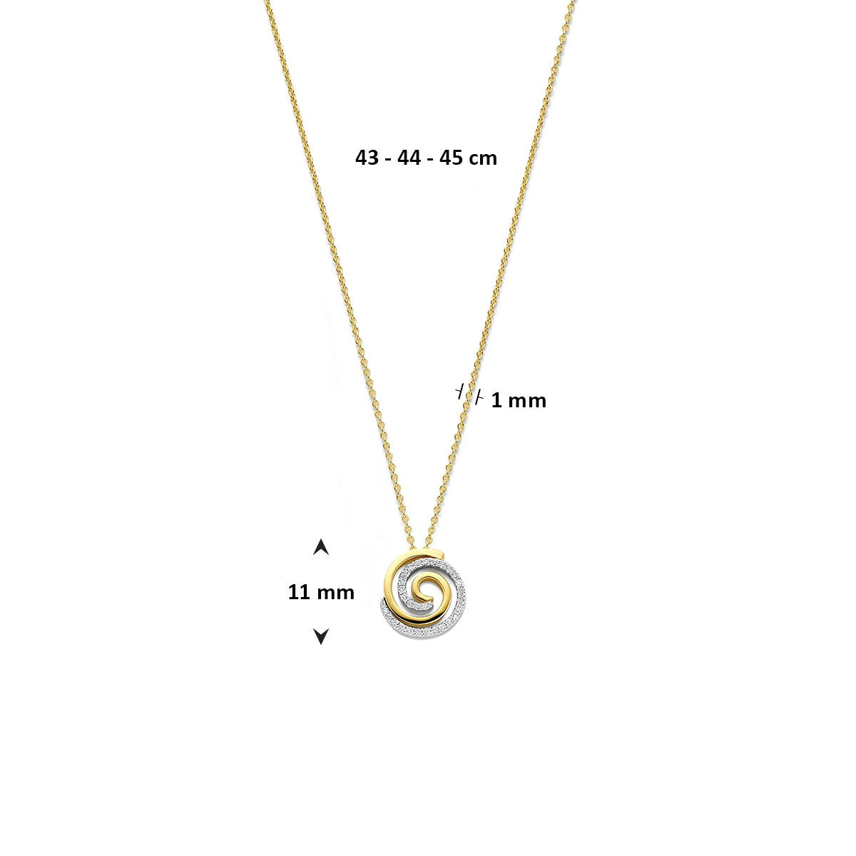collar bicolor de 14k con diamante