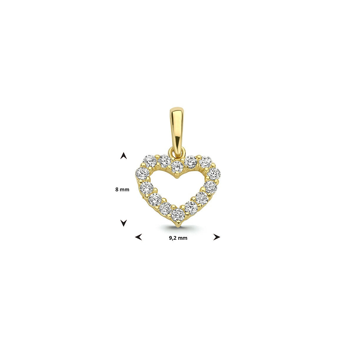 colgante de oro amarillo con corazón de circonita