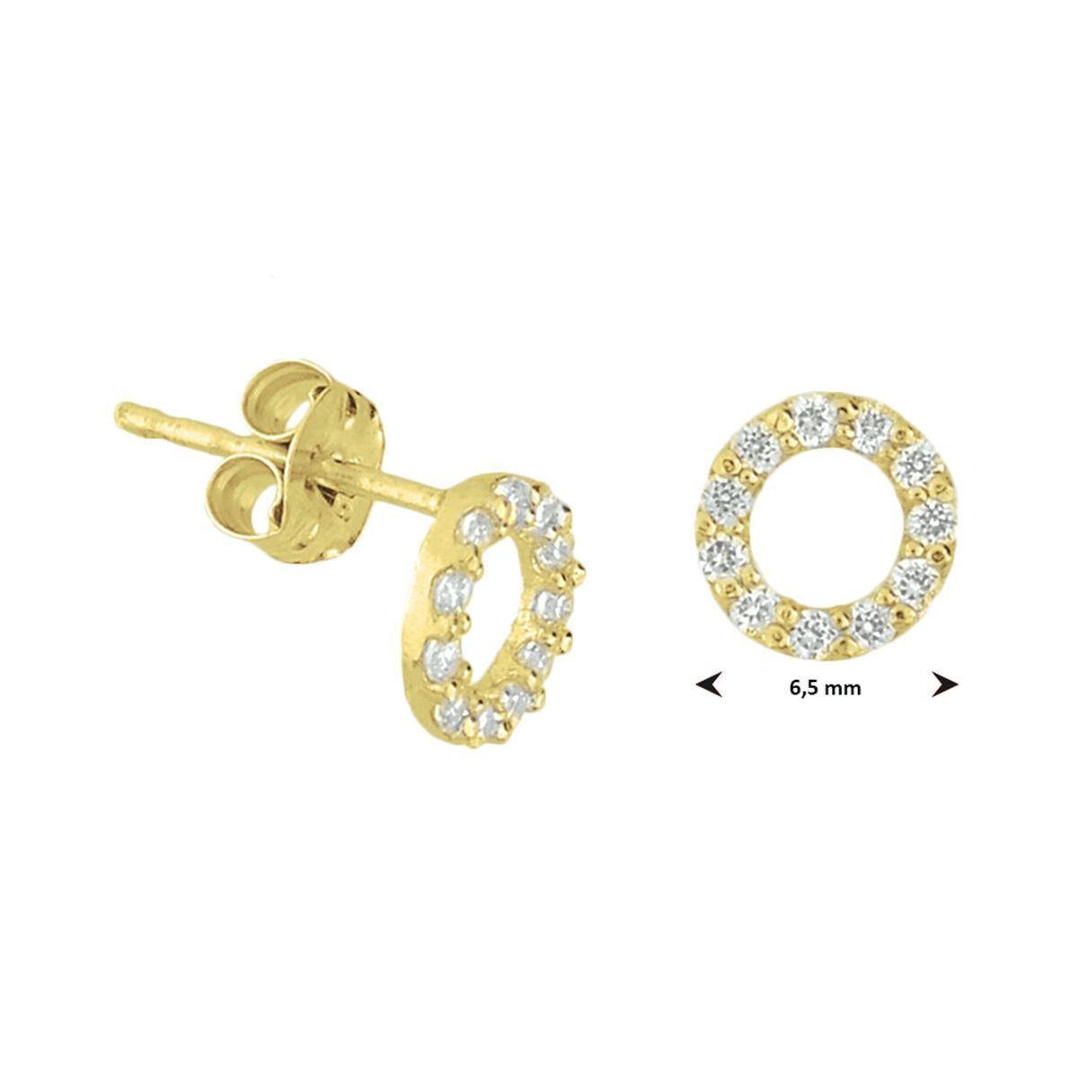 Pendientes de botón de oro amarillo con circonitas