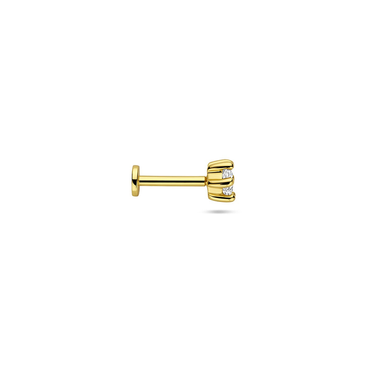 Piercing chapado en oro de plata con circonita 4 mm