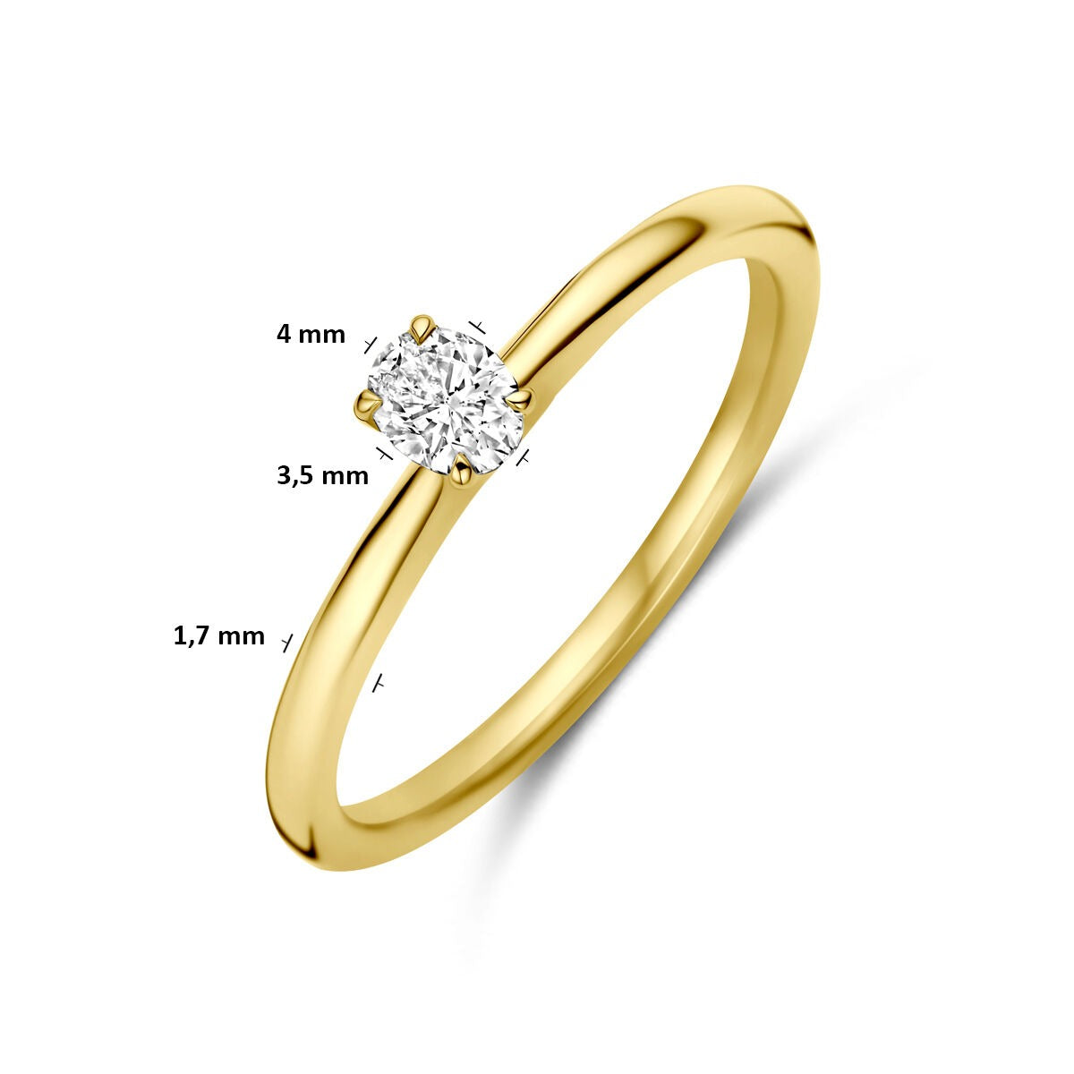 Anillo de oro amarillo de 14k con diamante 0,21 ct solitario