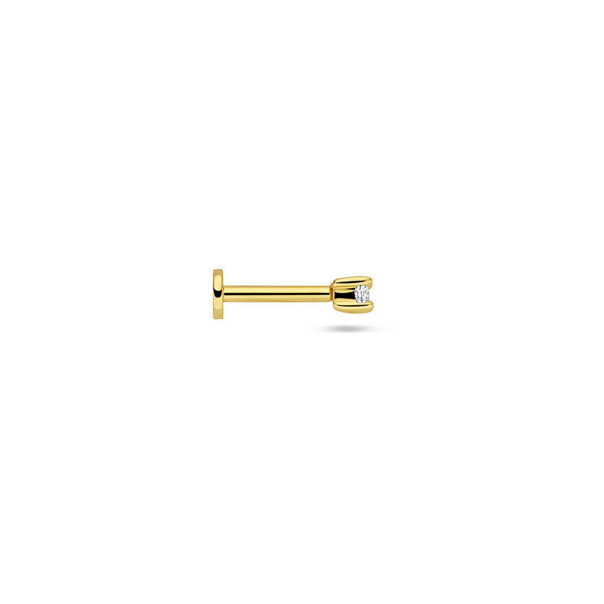 Piercing chapado en oro con fondo plano y circonita tallada en brillante