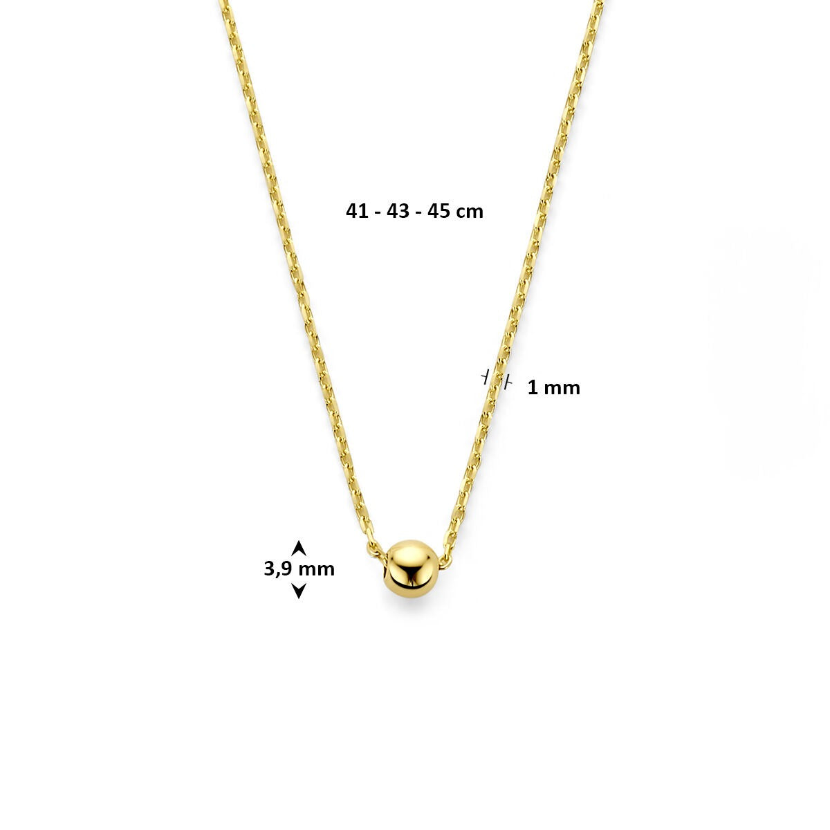 collar de mujer en oro amarillo con bola