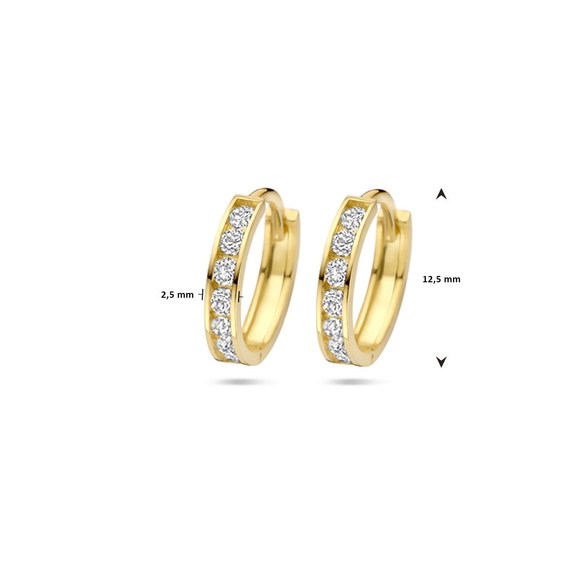 Aros amarillos con circonitas – chapado en oro amarillo de 9k