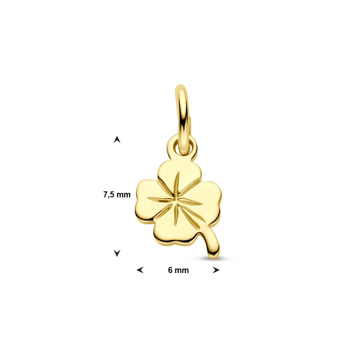 colgante de trébol en oro amarillo de 9k