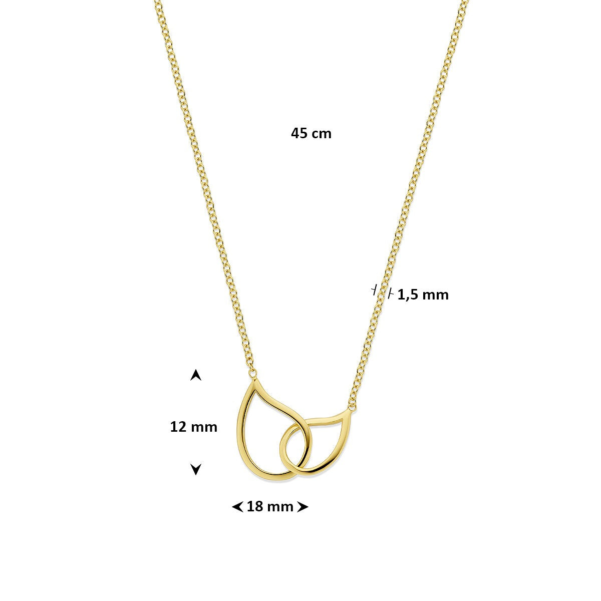 Collar de mujer en oro con colgante doble en forma de gota – 14k oro amarillo