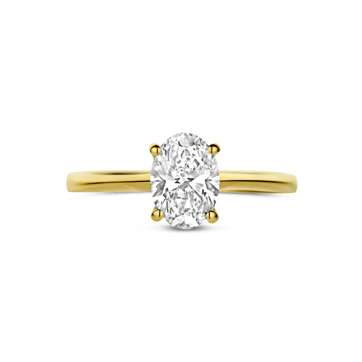 Anillo de mujer de oro amarillo de 14k con diamante cultivado en laboratorio