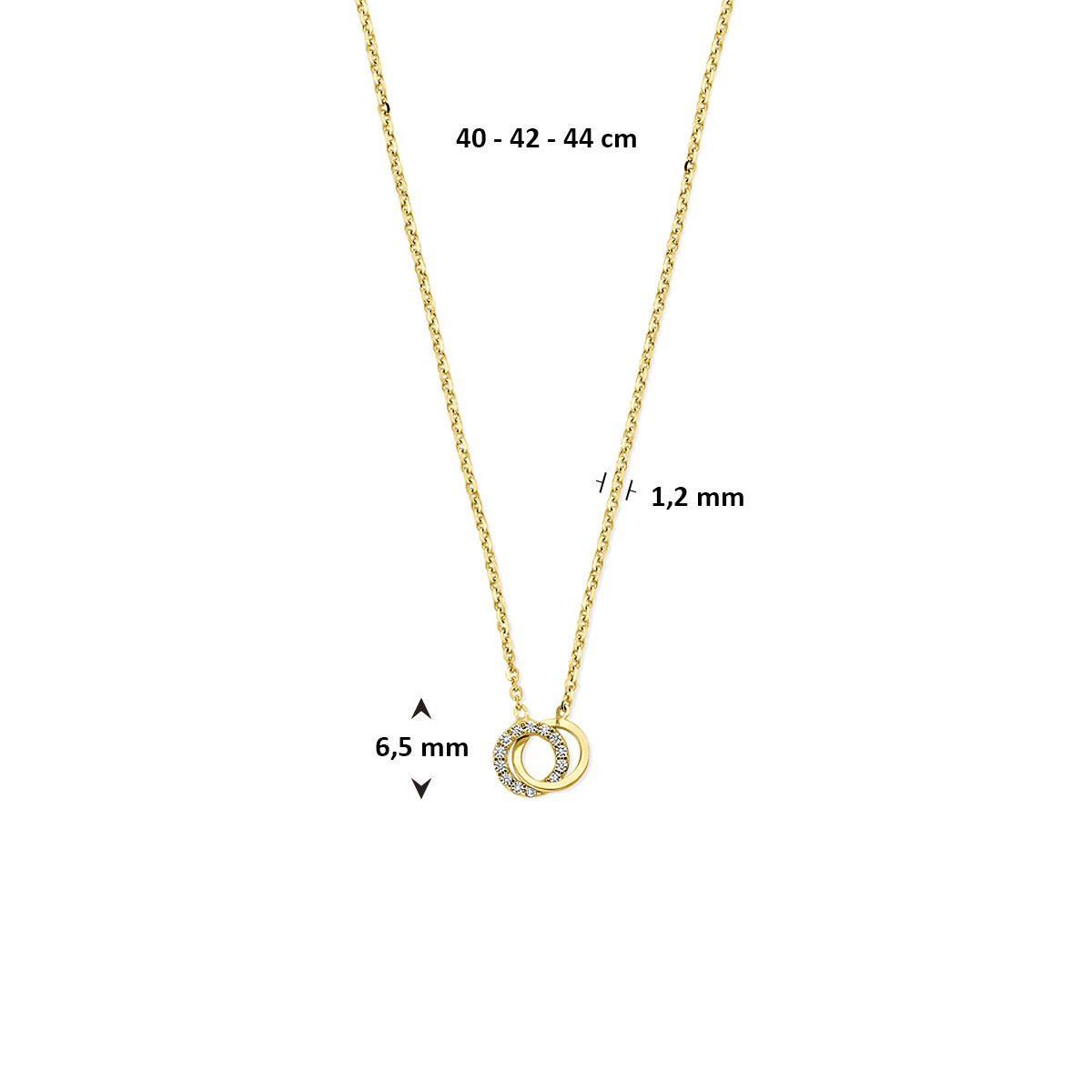 collar de mujer chapado en oro amarillo con circonitas