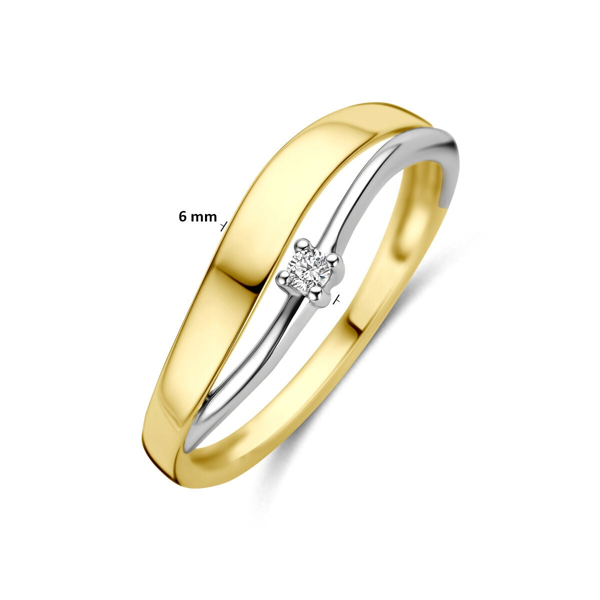 anillo de oro amarillo y oro blanco bicolor de 14k con diamante