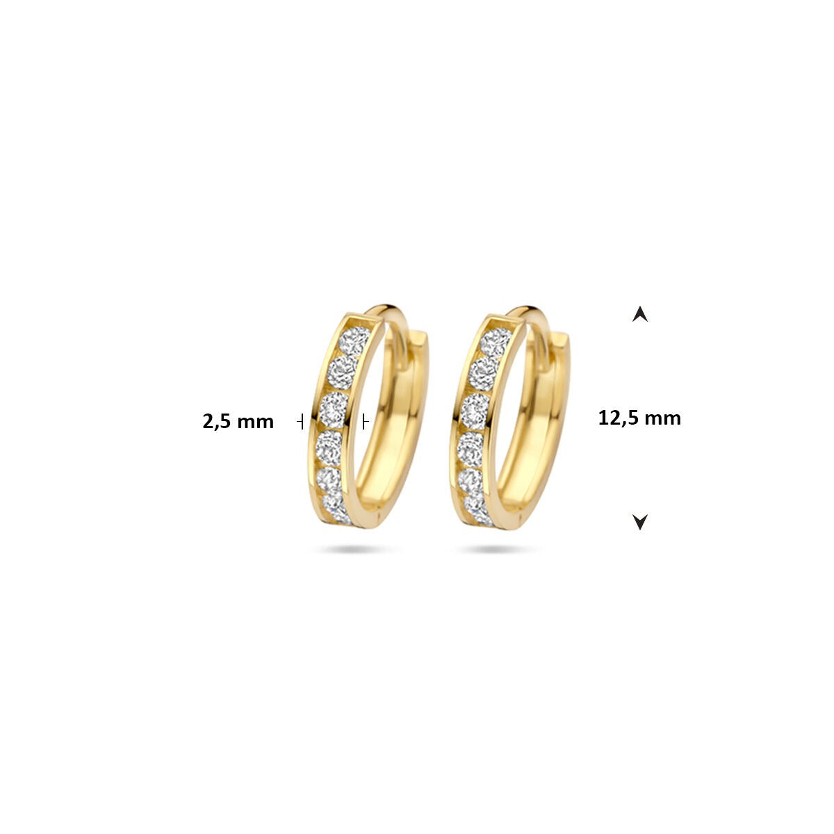 Aros de oro amarillo con fila de circonitas