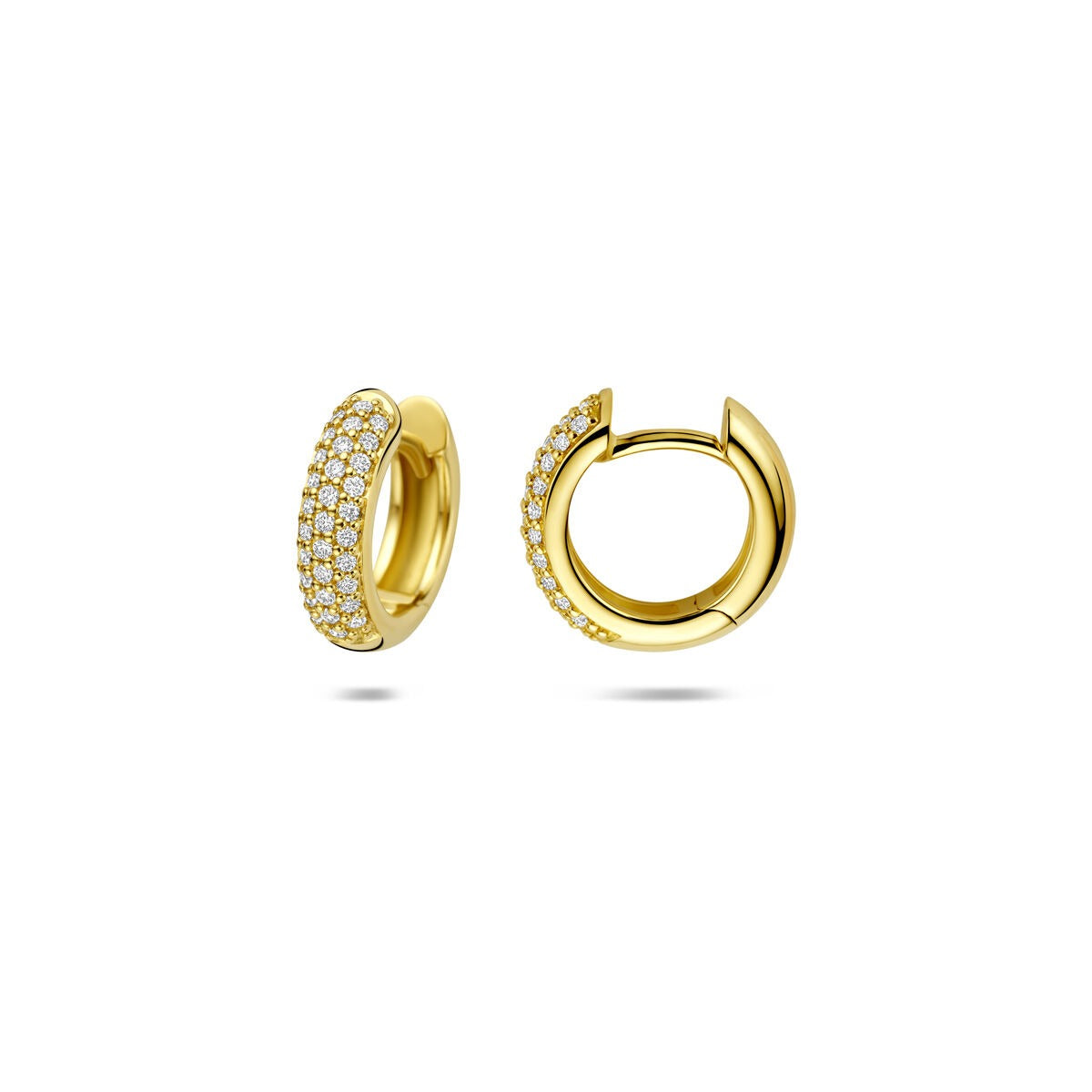 Aros de oro amarillo de 14k con diamante