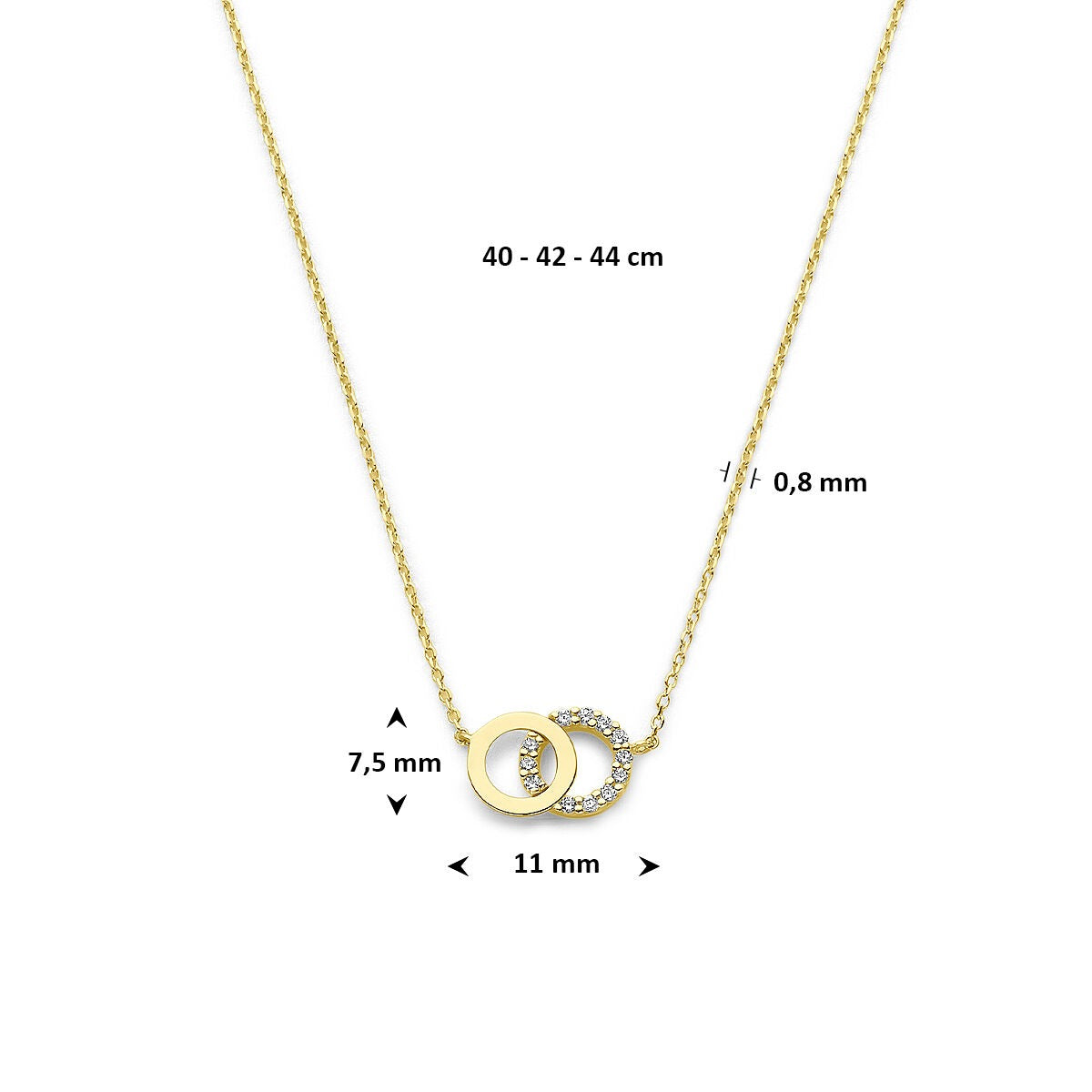 collar de oro amarillo de 9k con circonitas
