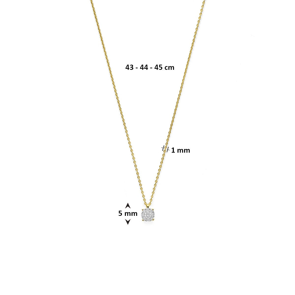 collar bicolor de 14k con diamante