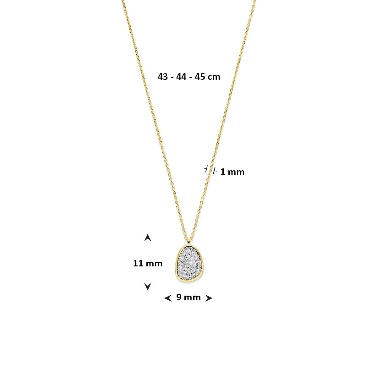 collar bicolor de 14k con diamante 0.25ct