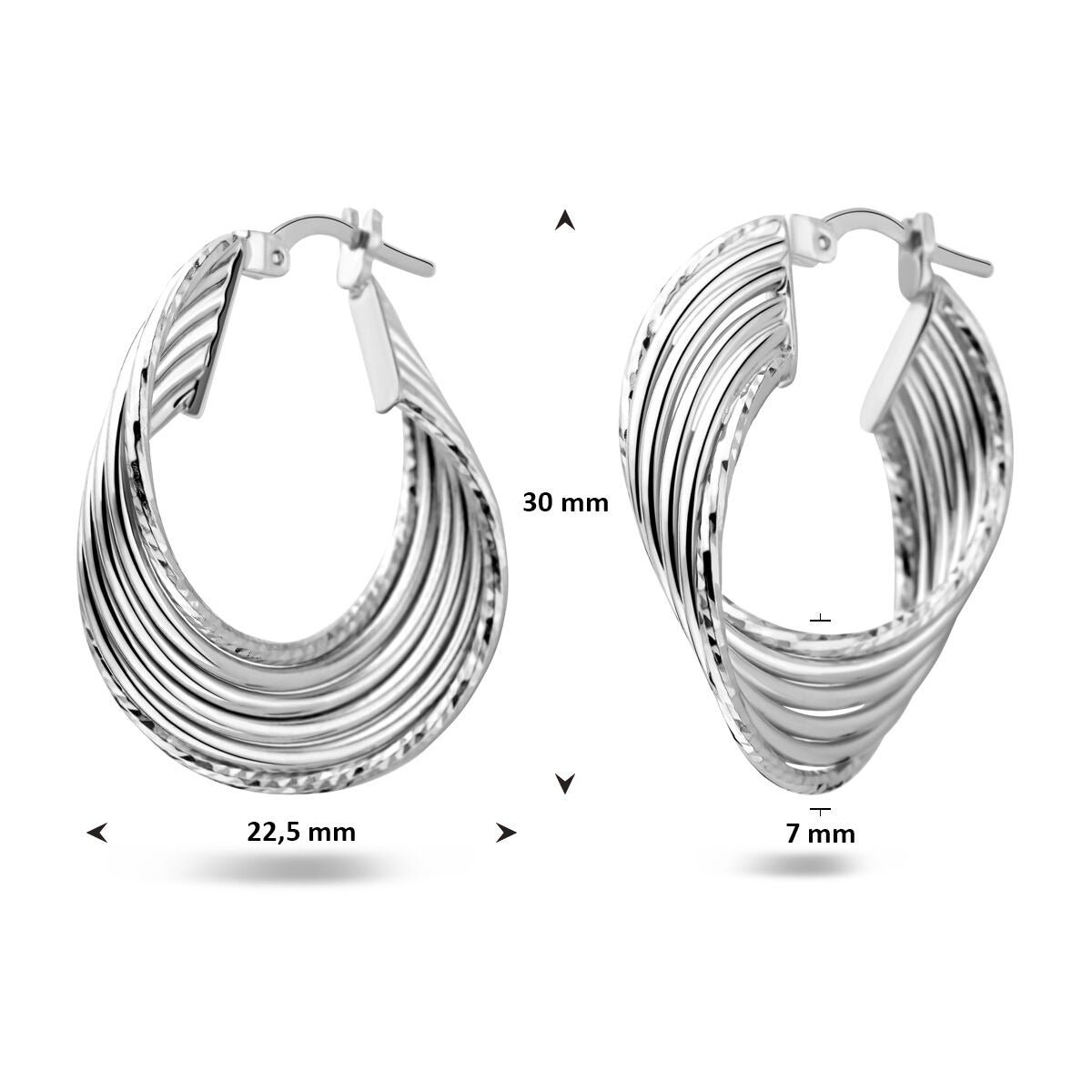 Aros ovalados de plata – rodiados en plata 925