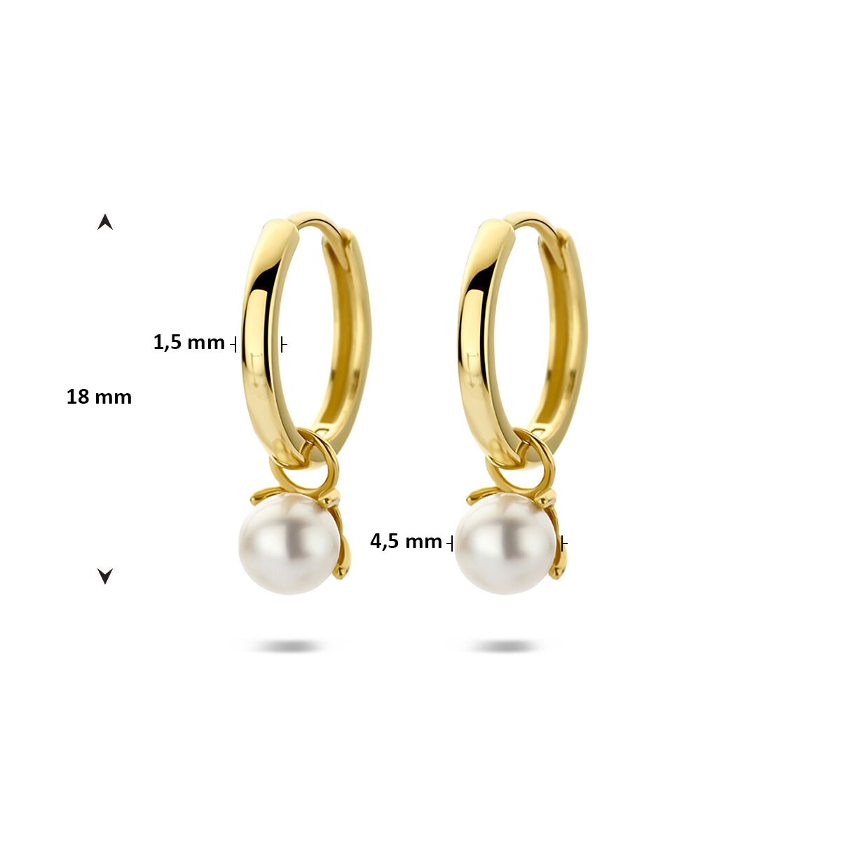 Aros de oro amarillo con perlas