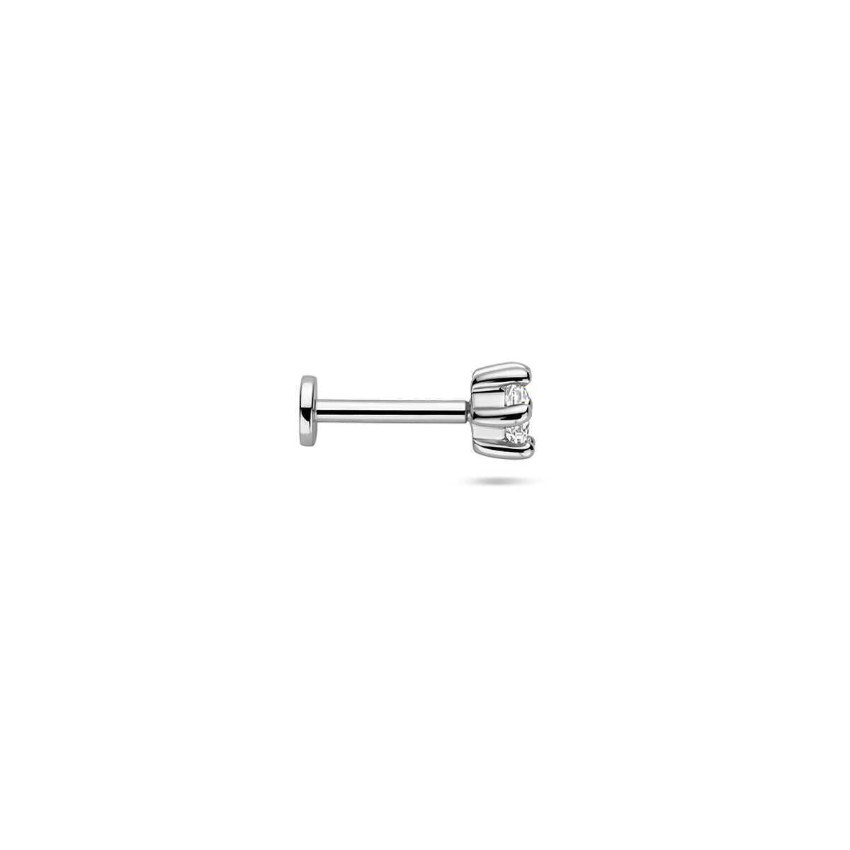 Piercing de plata rhodium con circonita 4 mm