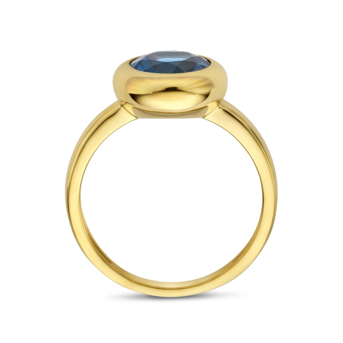 Anillo de mujer de oro con topacio London Blue – 14k oro amarillo