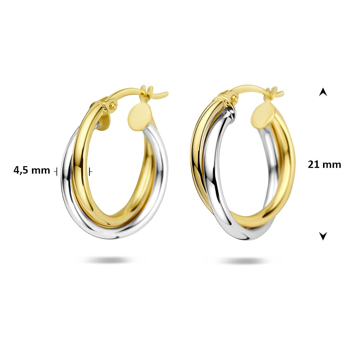 Aros bicolor de 14k – oro amarillo y oro blanco