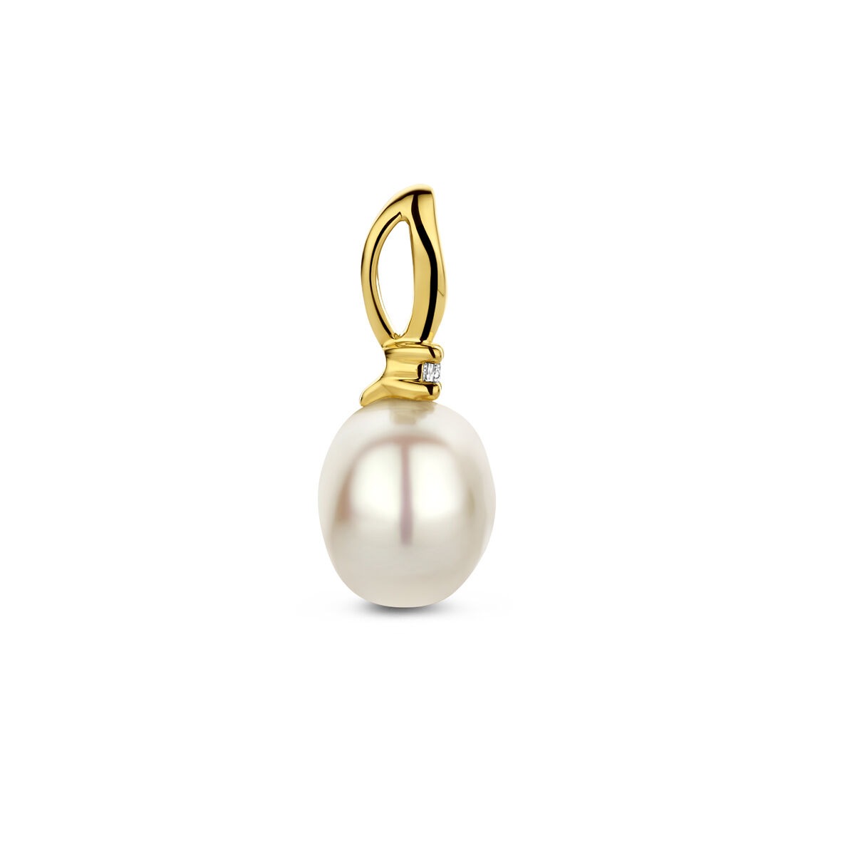 Colgante de oro con diamante y perla – 14k oro amarillo