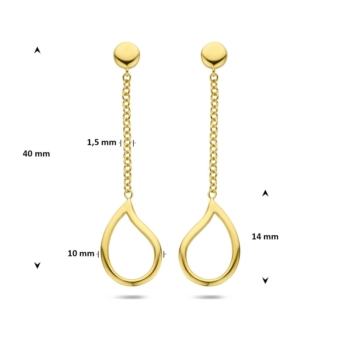 Pendientes en forma de gota – 14k oro amarillo