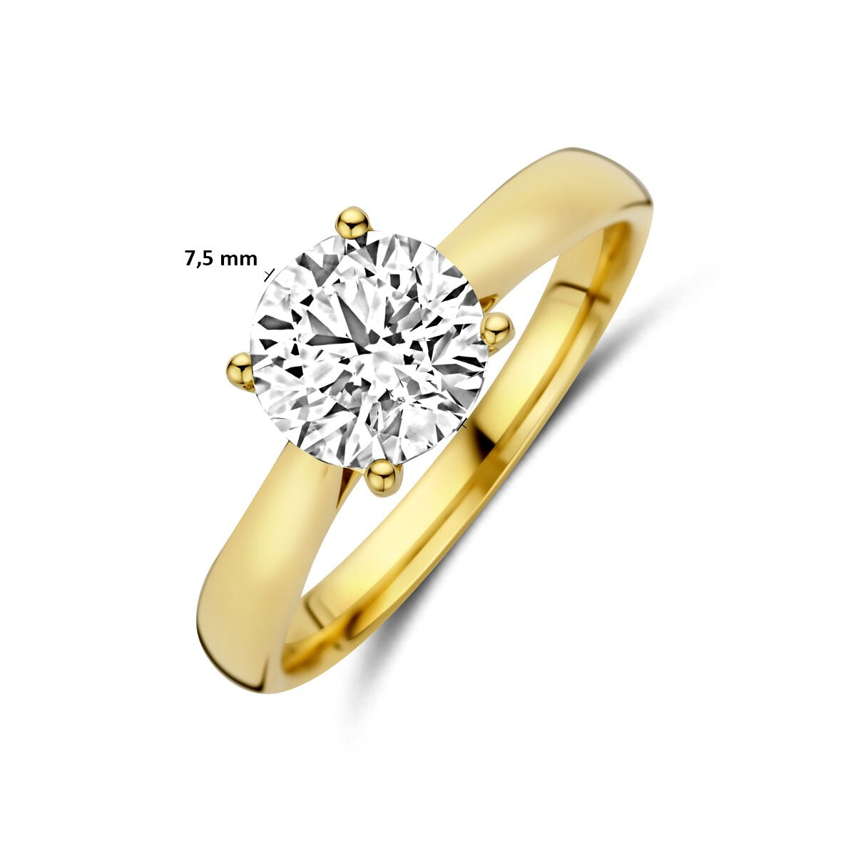 anillo de oro amarillo de 14k con diamante cultivado en laboratorio 1.50ct