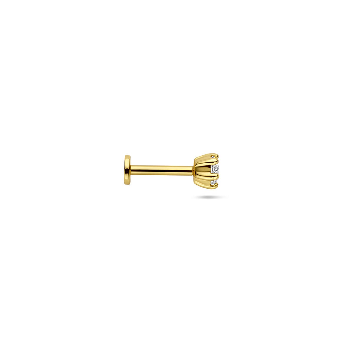 Piercing chapado en oro plata con circonita 3,5 mm