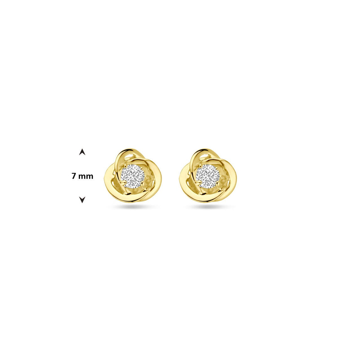 9k Geelgouden oorknopjes met zirkonia 7 mm