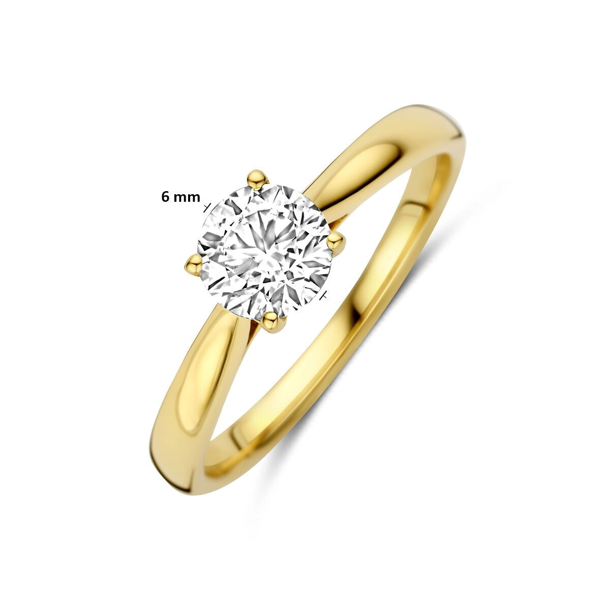 Anillo de oro amarillo 14k con diamante cultivado en laboratorio 0.75ct