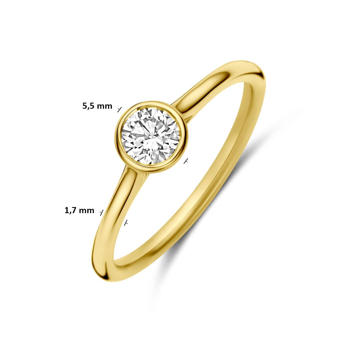 Anillo de oro amarillo de 14k con diamante 0,40 ct solitario
