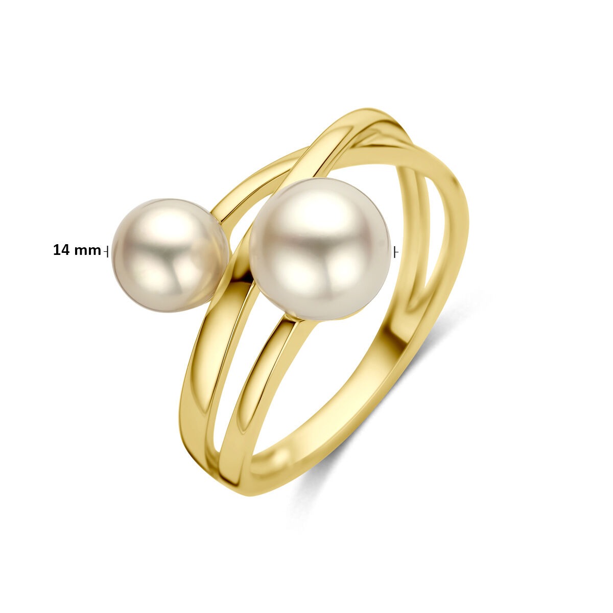 anillo de mujer de oro amarillo de 14k con perlas