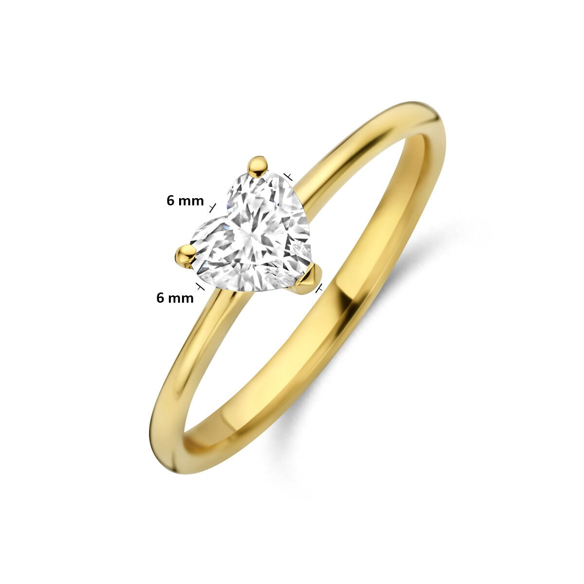 Anillo de oro amarillo de 14k con diamante lab grown en forma de corazón 0.50ct