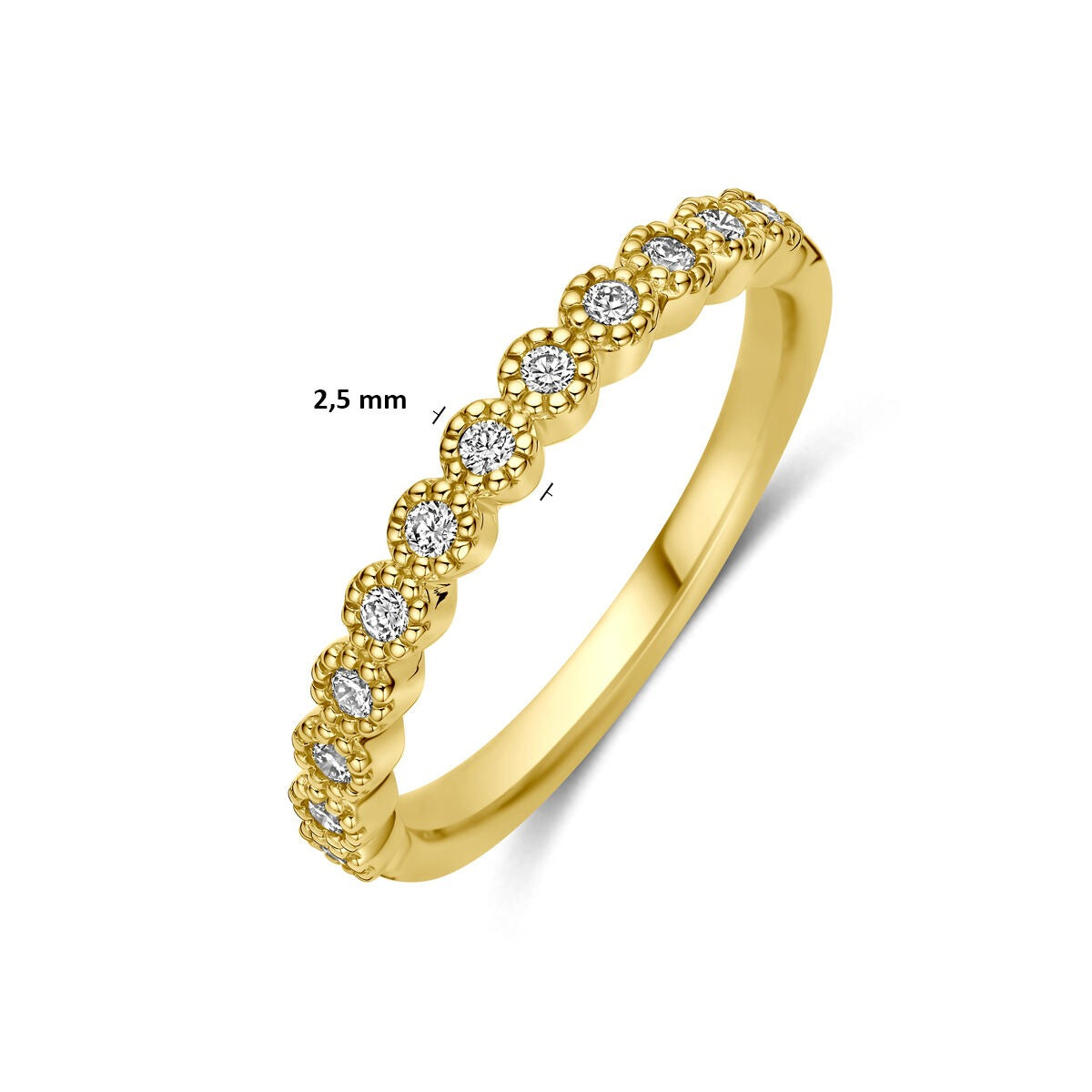 Anillo de alianza de oro amarillo de 14k con diamante de 0,18 ct