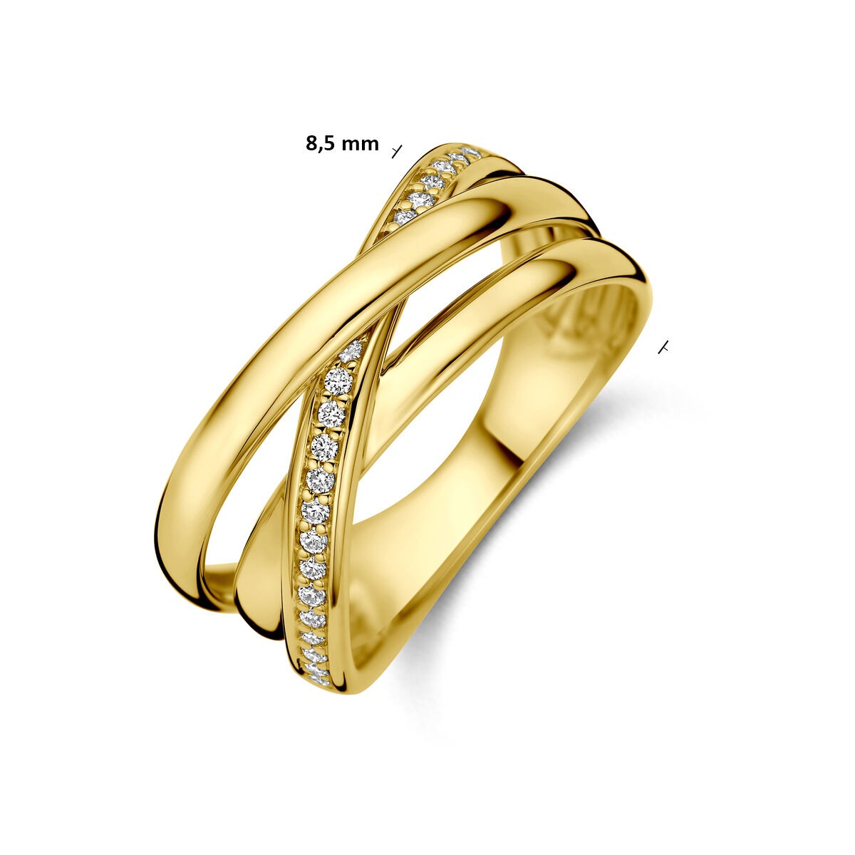 Anillo de alianza de oro amarillo de 14k con diamante de 0,15 ct