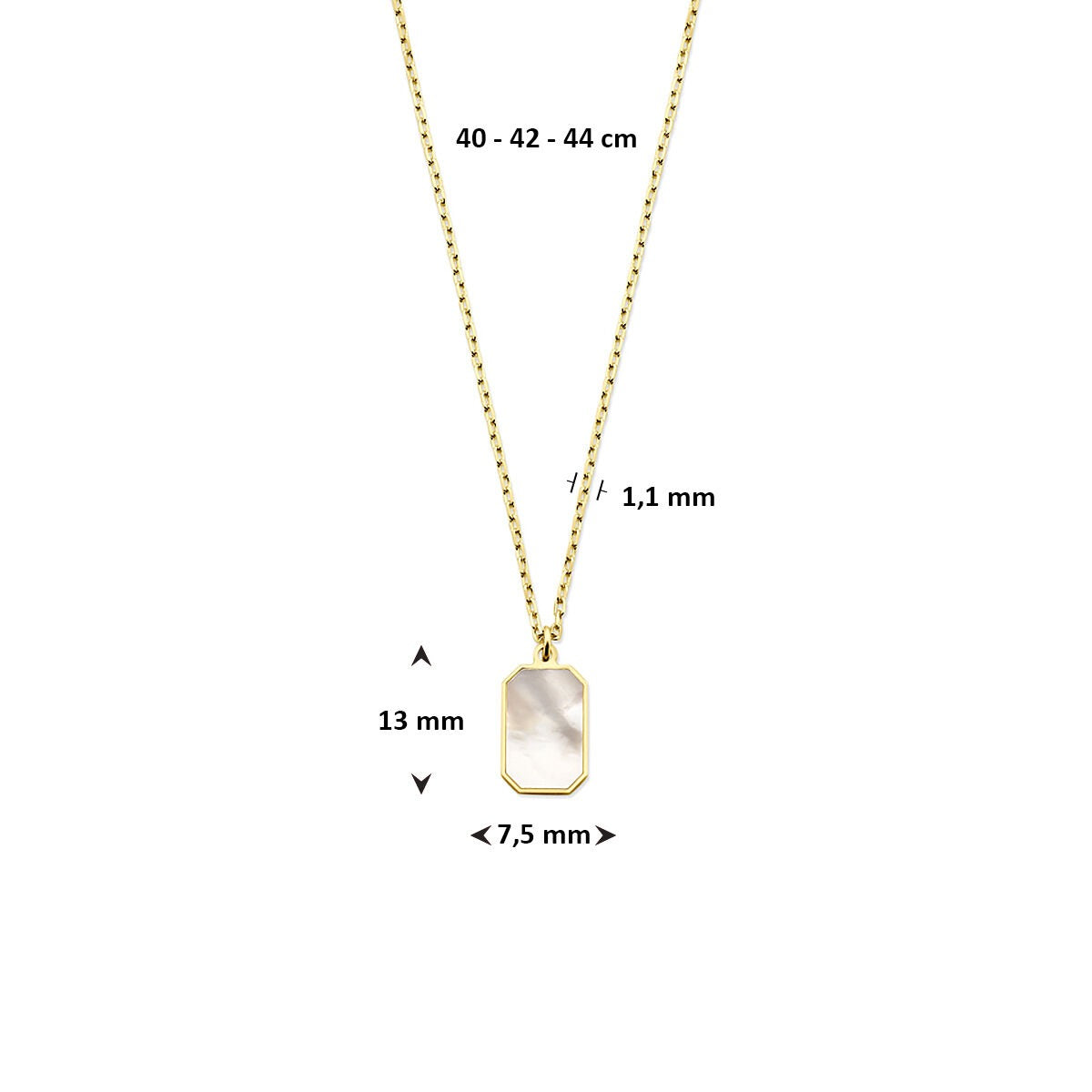 collar de mujer de oro amarillo con nácar