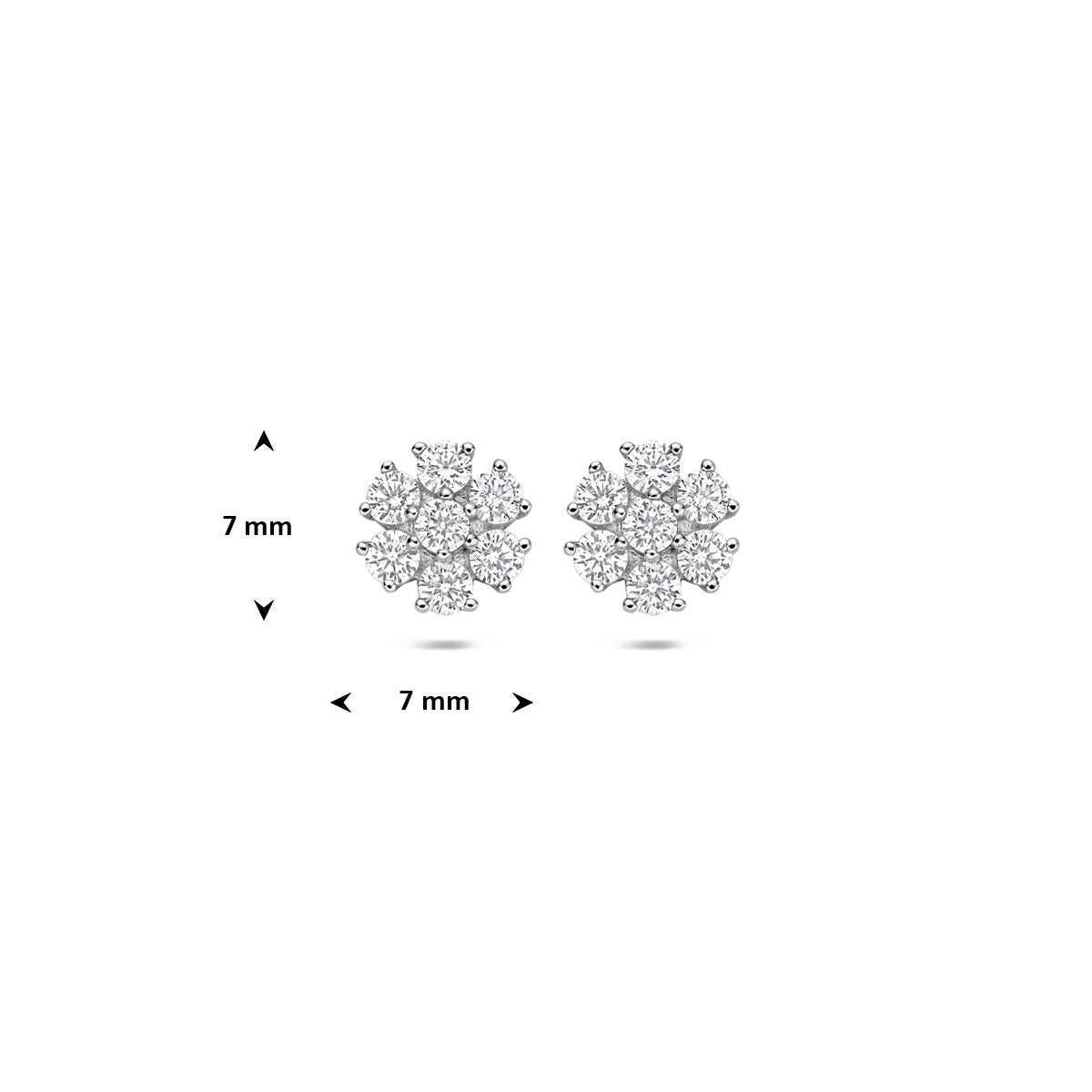 Pendientes de botón de plata con flor y circonitas – plata 925 rodiada