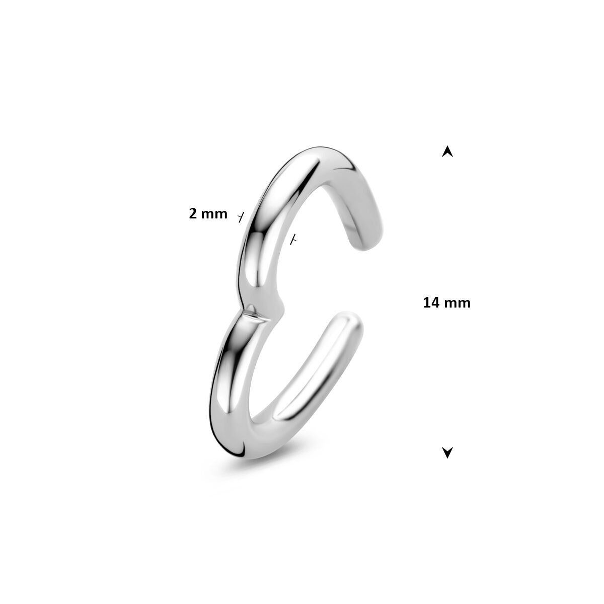 Ear cuff de corazón en plata rodiada 925