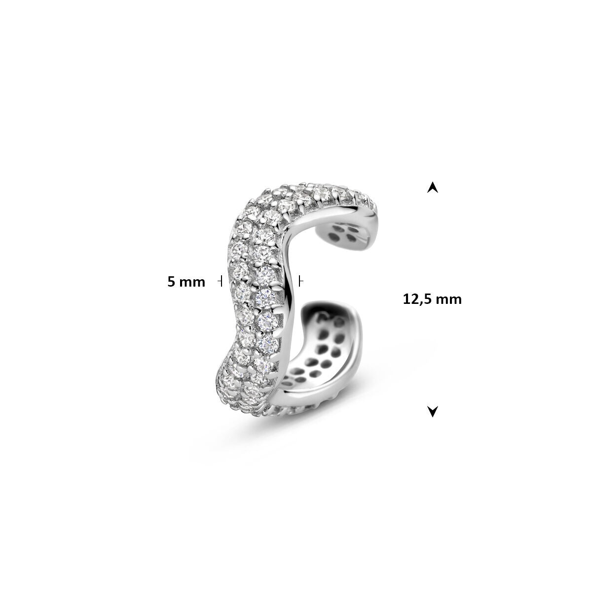 Ear cuff de plata con pavé de circonitas 925 rodiado