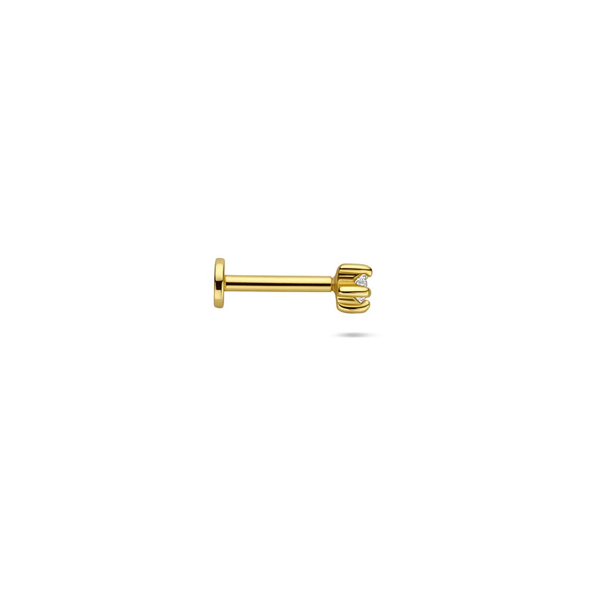 Piercing de estrella plana chapado en oro con circonitas