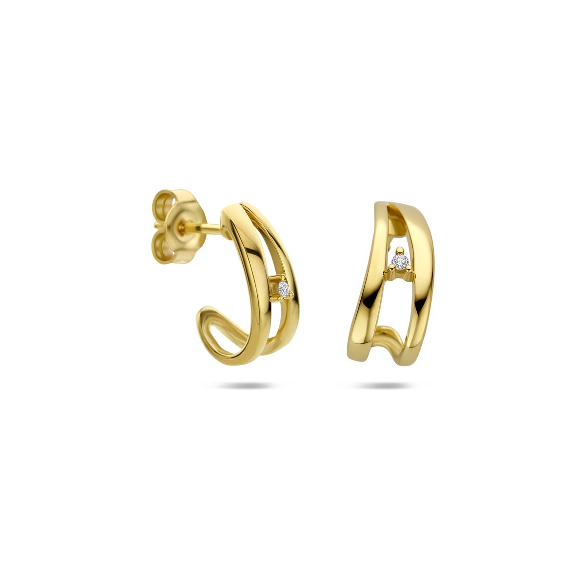 Aros de oro con diamante – 14k oro amarillo