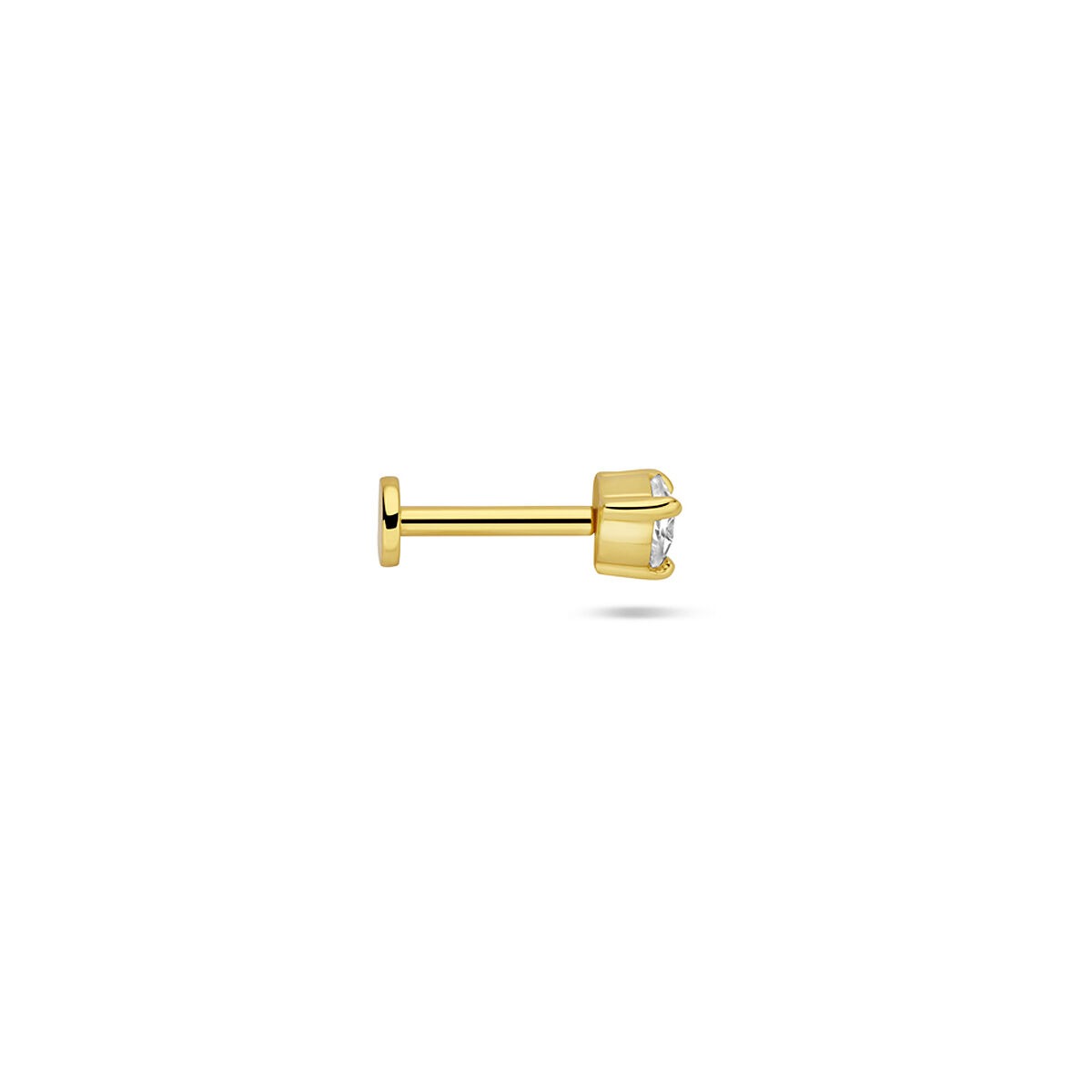 Piercing de corazón plano chapado en oro con circonitas – plata 925